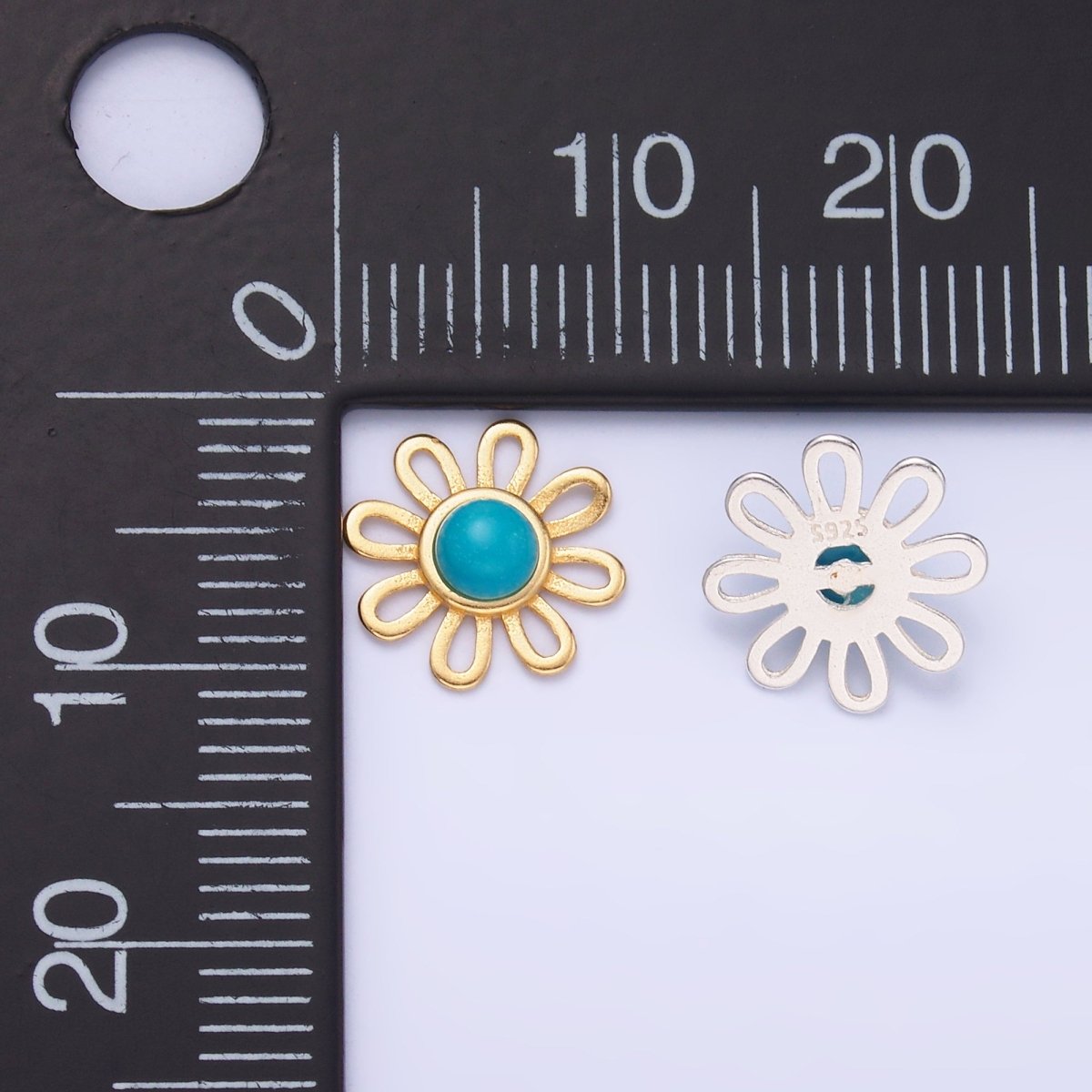 S925 Sterling Silver Turquoise Sunflower Connector in Gold &amp; Silver | SL-628