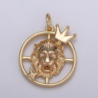 S925 Sterling Silver Zodiac Horoscope Gold Vermeil Open Round Charm | A-A1827-A-A1832