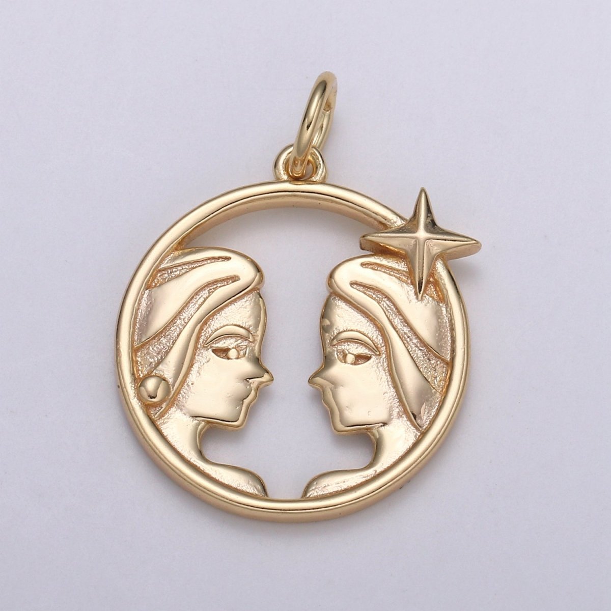 S925 Sterling Silver Zodiac Horoscope Gold Vermeil Open Round Charm | A-A1827-A-A1832
