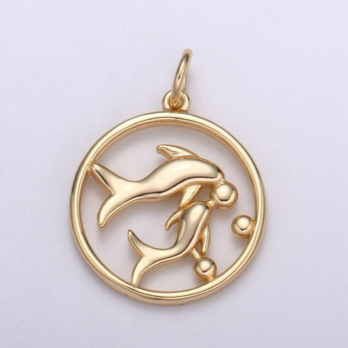 S925 Sterling Silver Zodiac Horoscope Gold Vermeil Open Round Charm | A-A1827-A-A1832