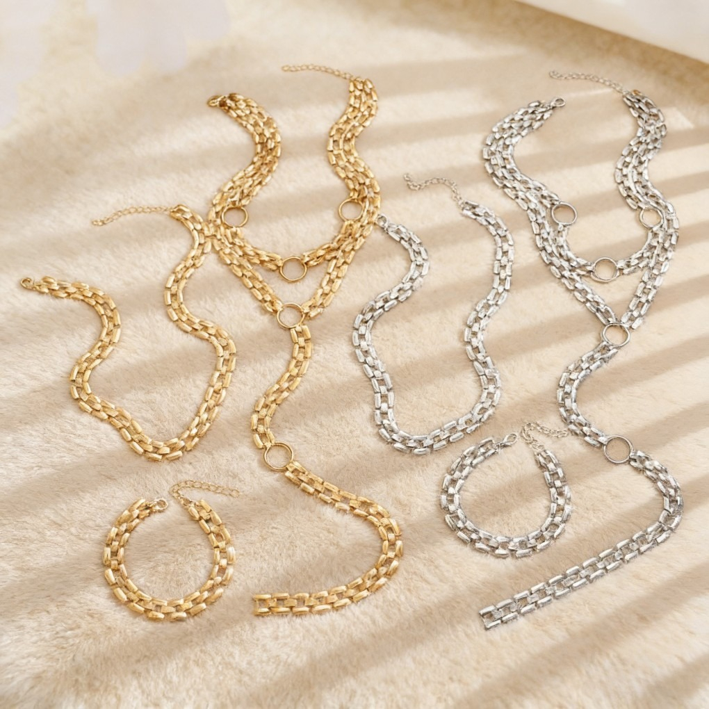 Y-Shaped Layered Necklace &amp; Bracelet Set