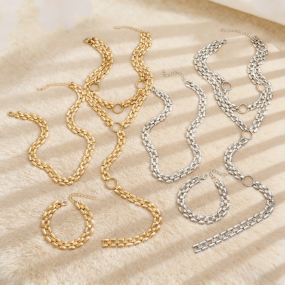 Y-Shaped Layered Necklace &amp; Bracelet Set