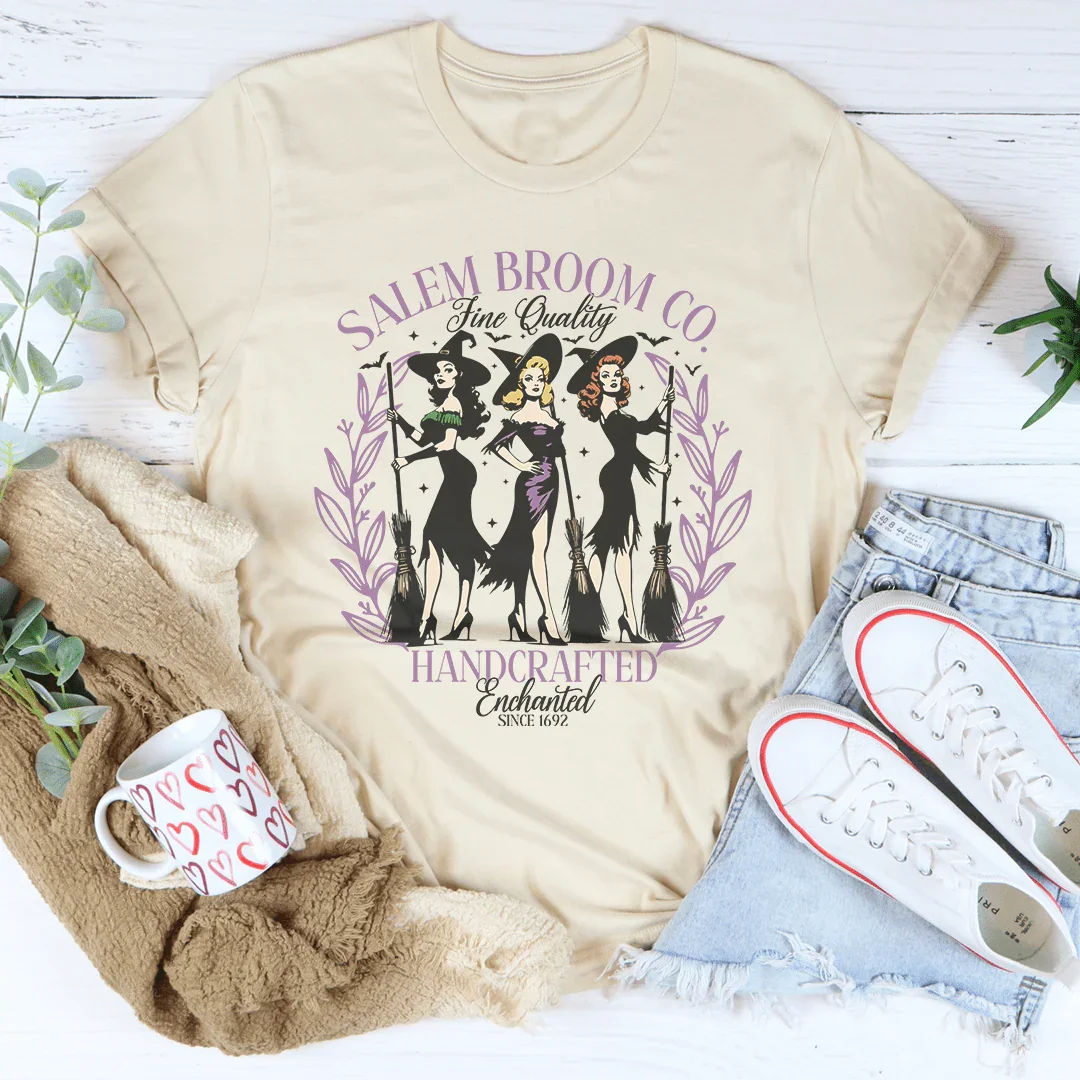 Salem Broom Co Fine Quality Handcrafted Enchanted Since 1692 Tee