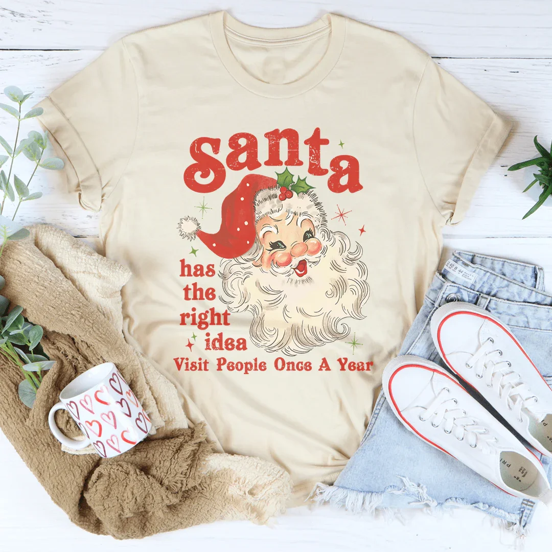 Santa Has The Right Idea Visit People Once A Year Tee