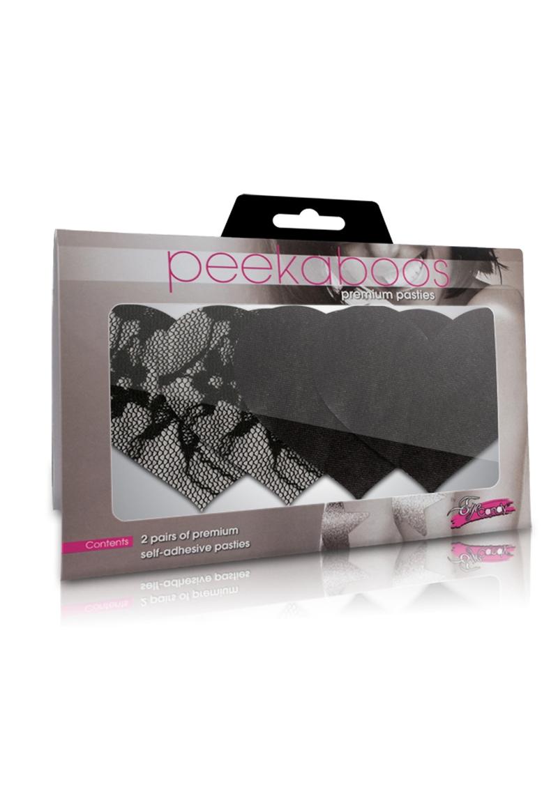 Peekaboos Satin And Lace Heart Pasties Self-Adhesive Nipple Covers