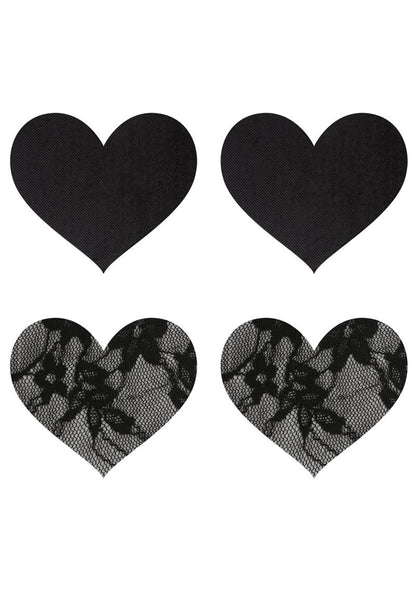 Peekaboos Satin And Lace Heart Pasties Self-Adhesive Nipple Covers