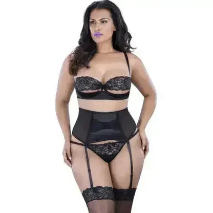 SATIN &amp; SHEER LACE GARTER BELT OH LA LA CHERI (OH3129)