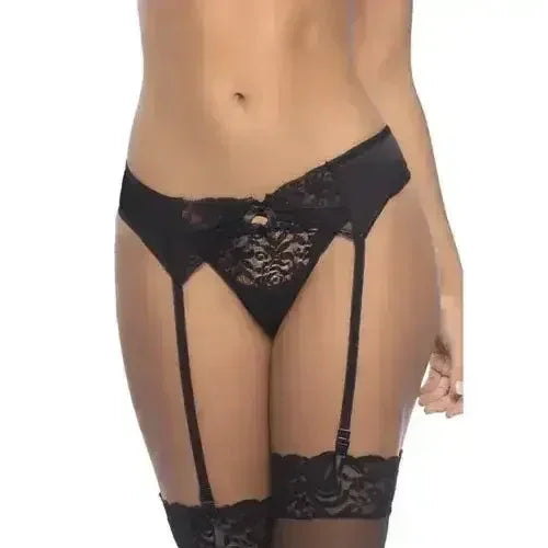SATIN &amp; SHEER LACE GARTER BELT OH LA LA CHERI (OH3129)