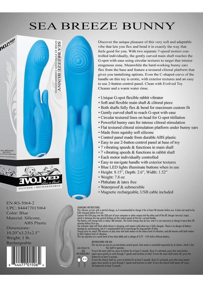 Evolved Sea Breeze Bunny Rechargeable Silicone G-Spot Rabbit Vibrator