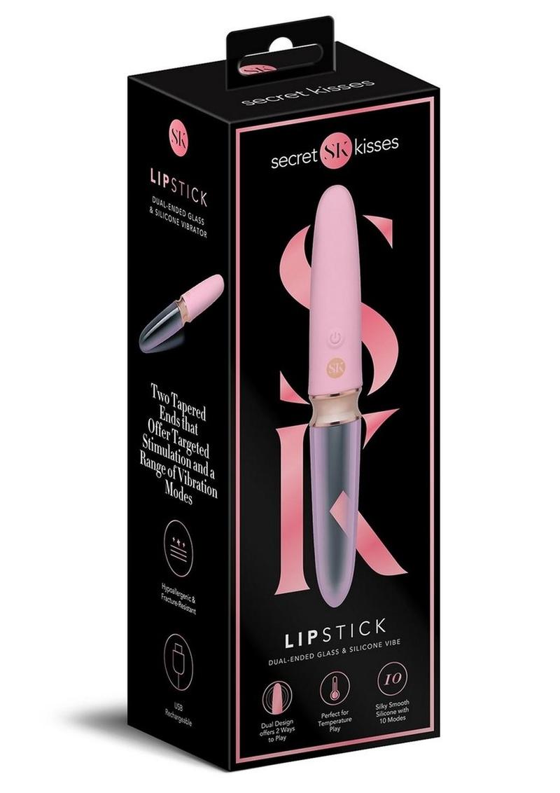 Secret Kisses Lipstick Dual-Ended Glass And Silicone Vibrator