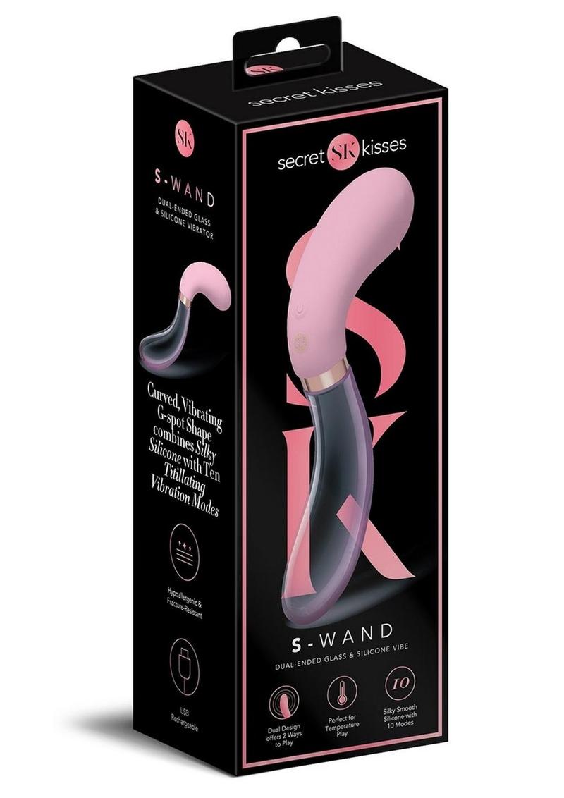 Secret Kisses S-Wand  Dual Ended Glass &amp; Silicone Vibrator