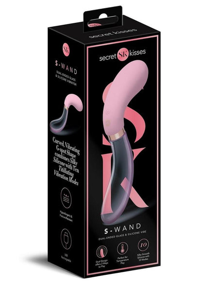 Secret Kisses S-Wand  Dual Ended Glass &amp; Silicone Vibrator