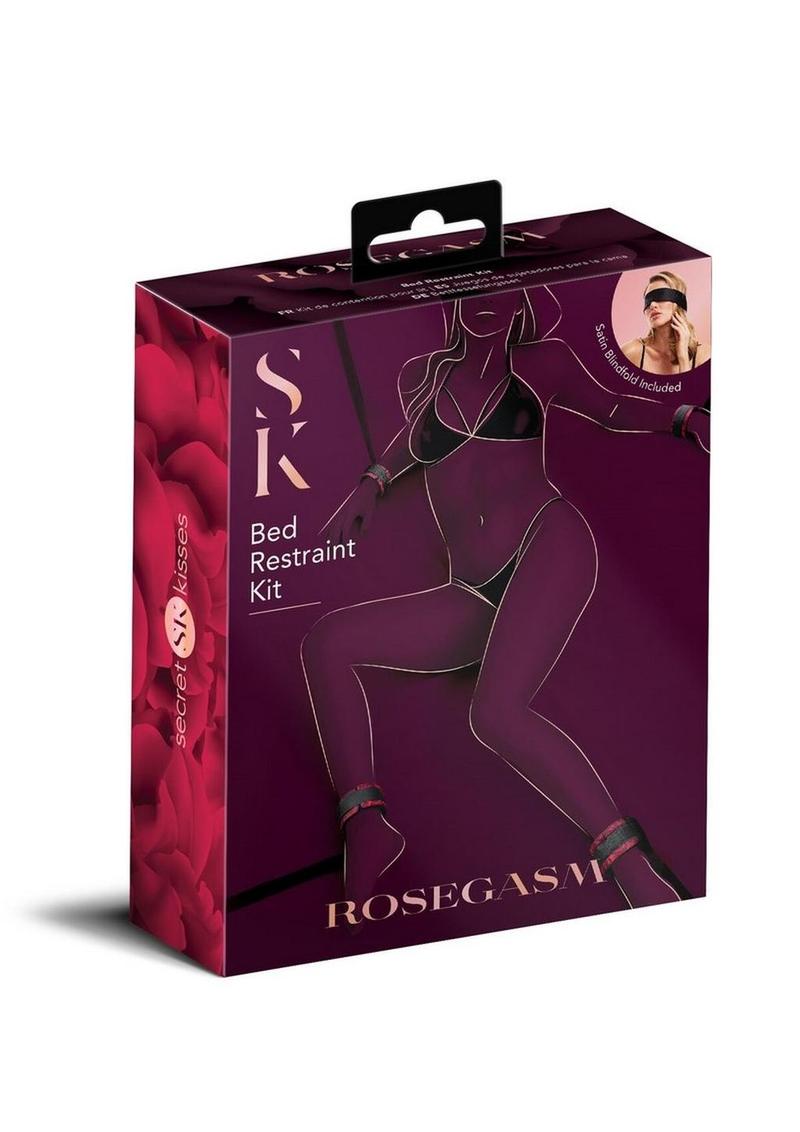 Secret Kisses Rosegasm Bed Restraint Kit with Satin Blindfold