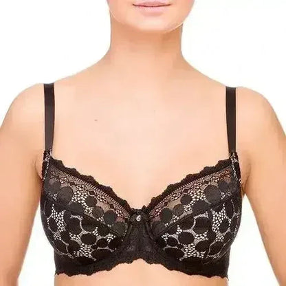 Lauma Pearly Shadow Semi Sheer Full Figure Polka Dot Lace Bra