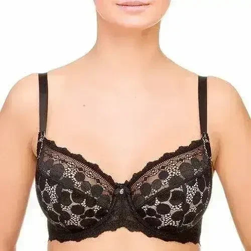 Lauma Pearly Shadow Semi Sheer Full Figure Polka Dot Lace Bra