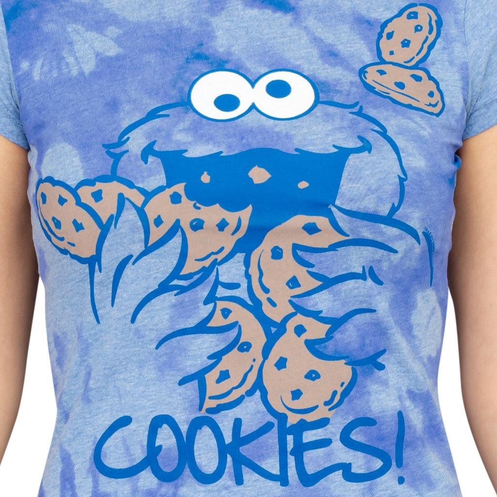 Sesame Street Cookie Monster Nom Nom Cookies Tie-Dye T-Shirt
