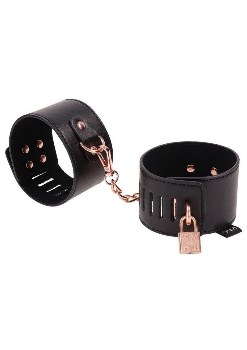 Sex &amp; Mischief Brat Locking Cuffs with Rose Gold Accents