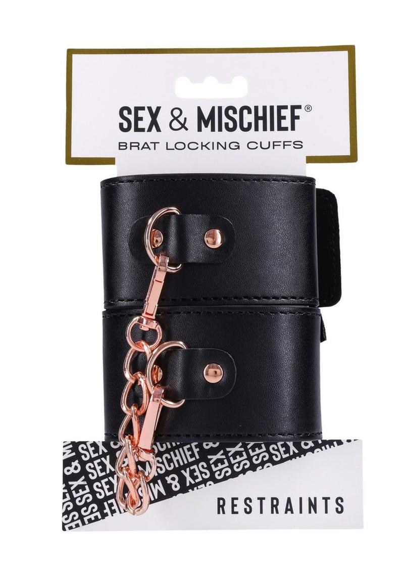 Sex &amp; Mischief Brat Locking Cuffs with Rose Gold Accents