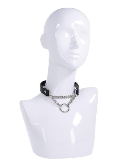 Leather Day Collar with Chain Ring