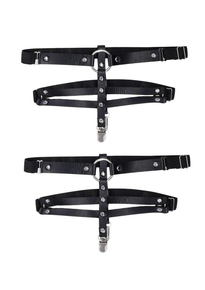 Leather Shadow Garters with Adjustable Straps