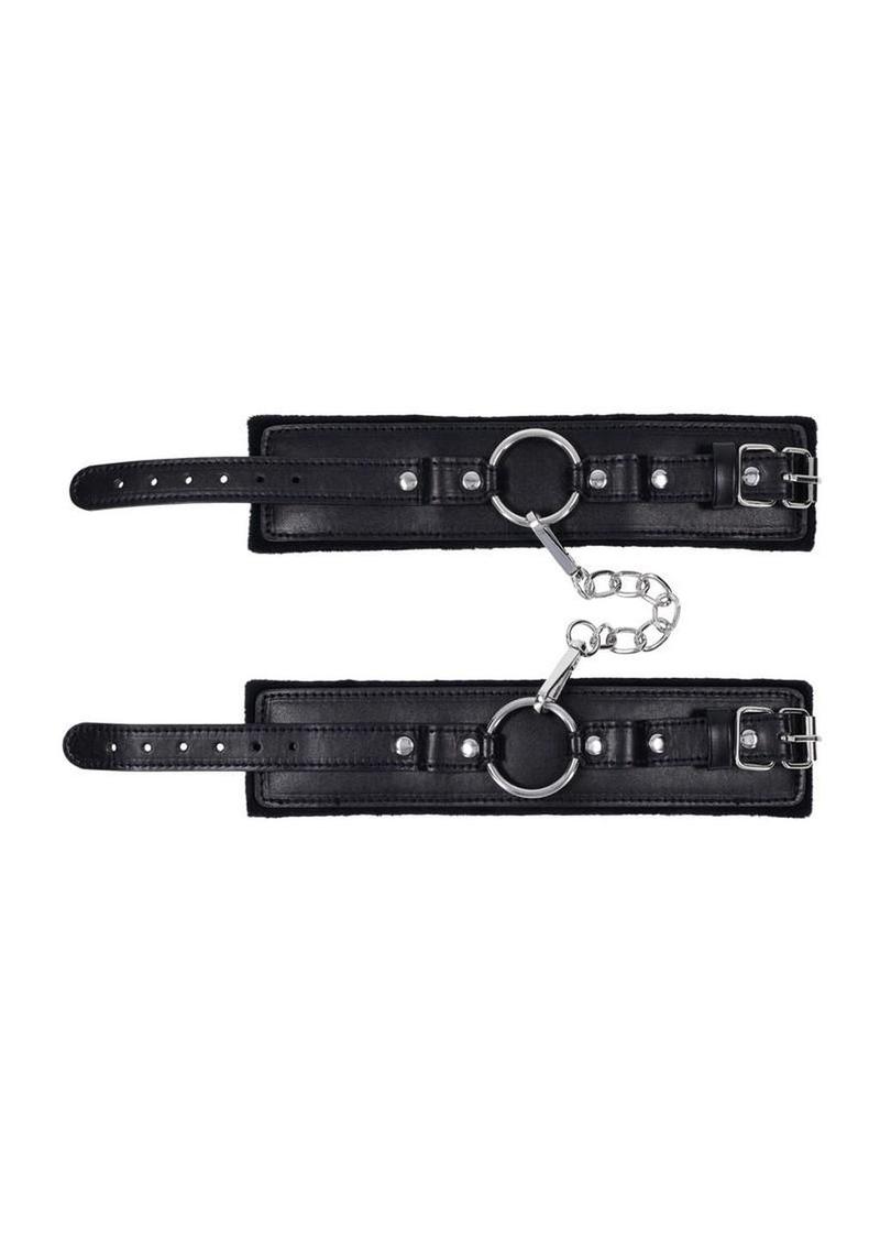 Leather Shadow Handcuffs with Chain For Sex