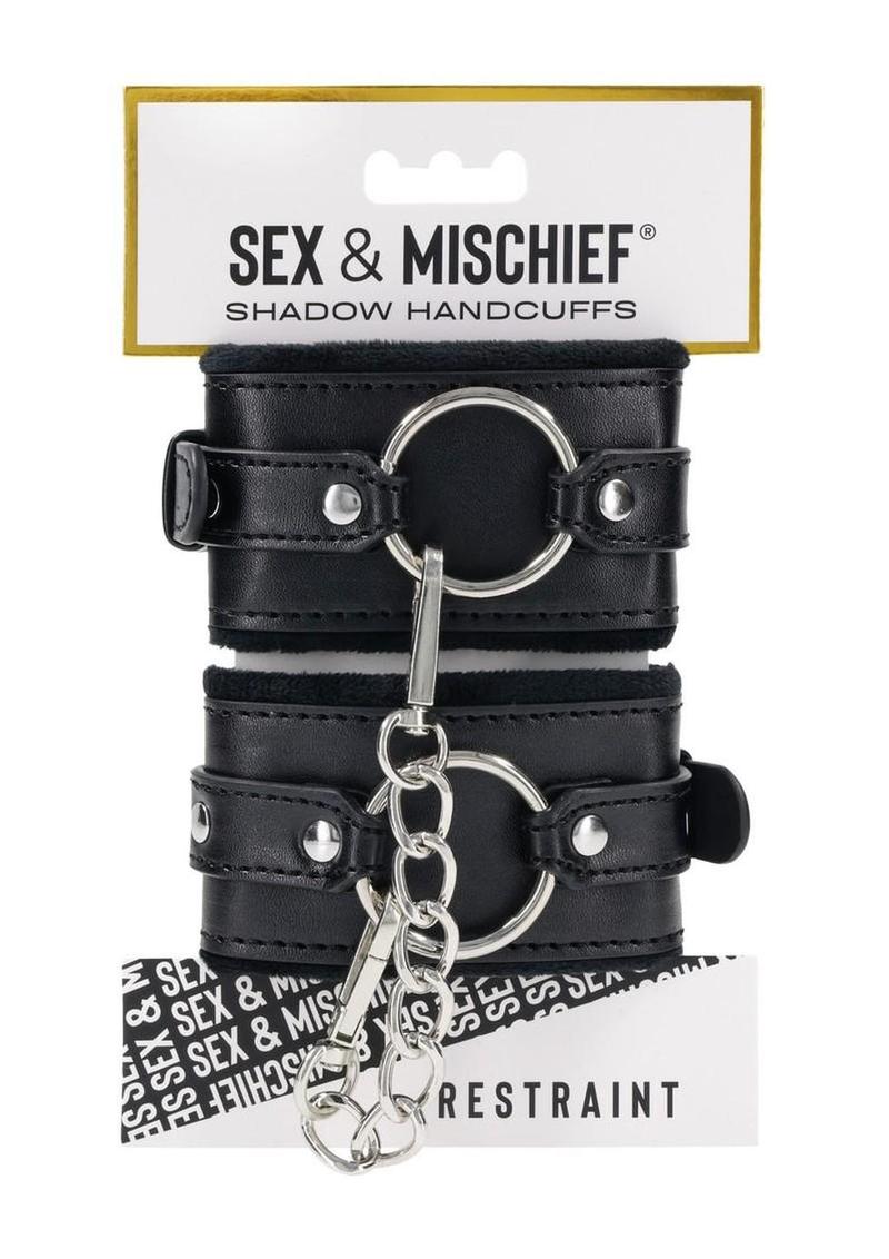 Leather Shadow Handcuffs with Chain For Sex