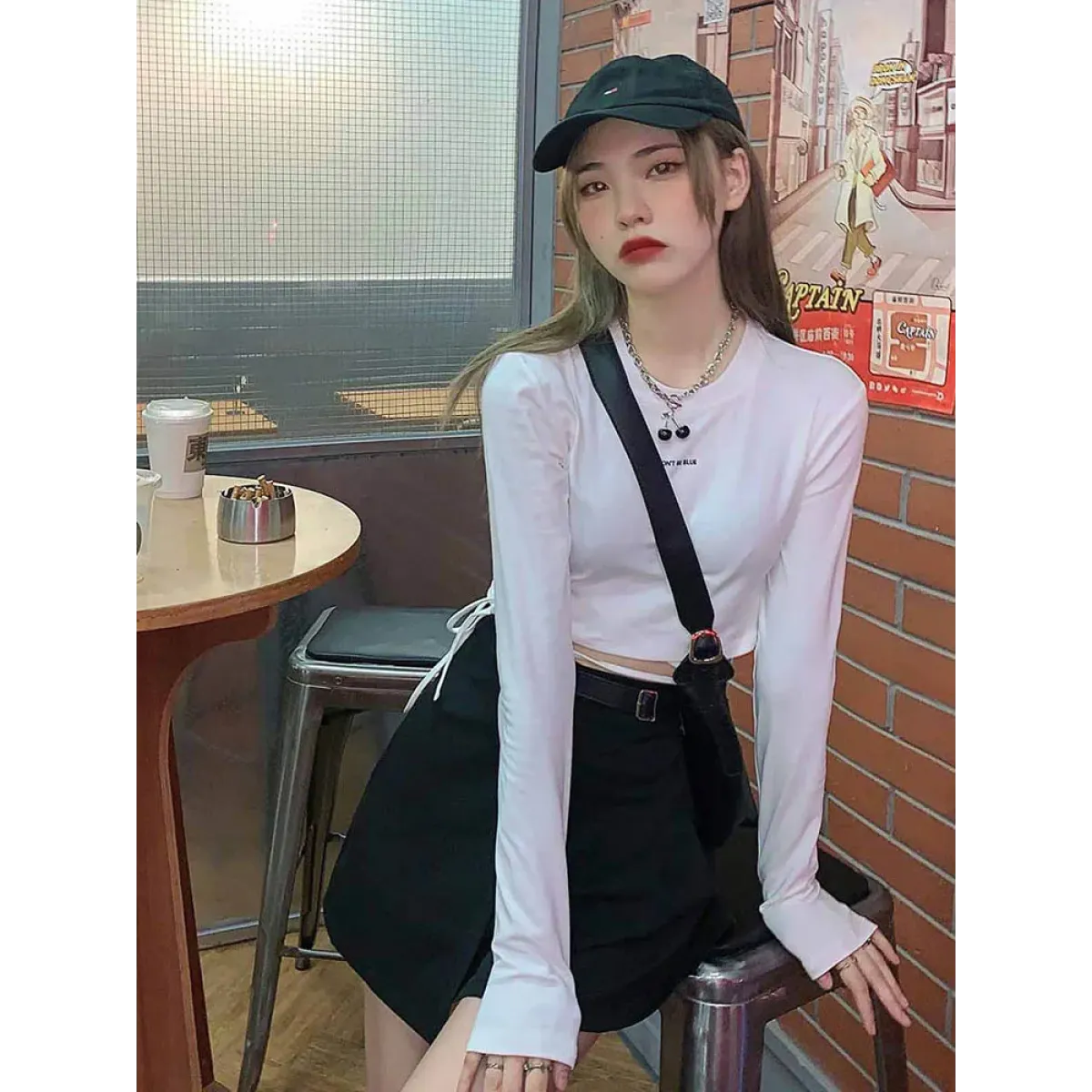 Sexy Crop Long Sleeve T-Shirt: Harajuku Spring Streetwear