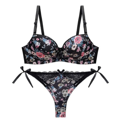 Sexy Floral Bra - Thong Set