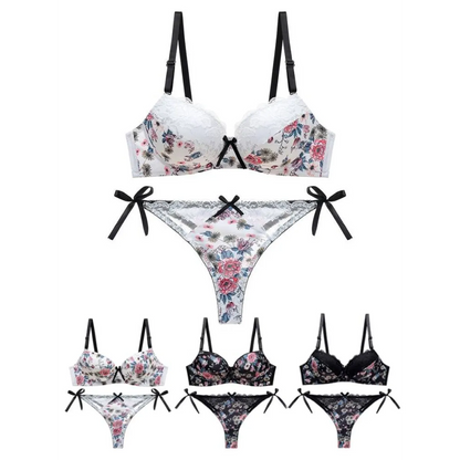 Sexy Floral Bra - Thong Set