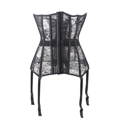 Sexy Sheer Corset Bustier With Garters
