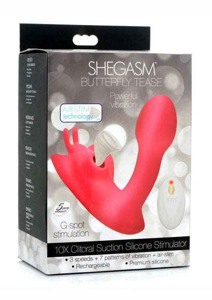 Shegasm Butterfly Tease 10X Clitoral Suction Silicone Stimulator