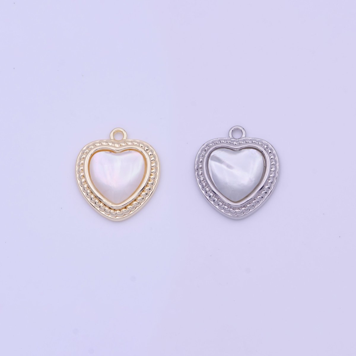 Shell Pearl Heart Love Braided Charm in Gold &amp; Silver | D-290 D-333