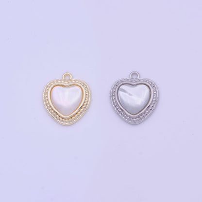 Shell Pearl Heart Love Braided Charm in Gold &amp; Silver | D-290 D-333