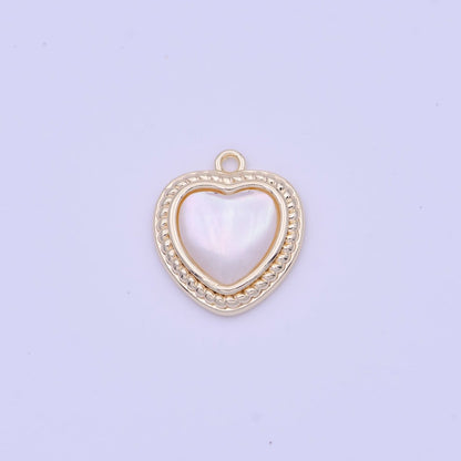 Shell Pearl Heart Love Braided Charm in Gold &amp; Silver | D-290 D-333