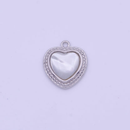 Shell Pearl Heart Love Braided Charm in Gold &amp; Silver | D-290 D-333
