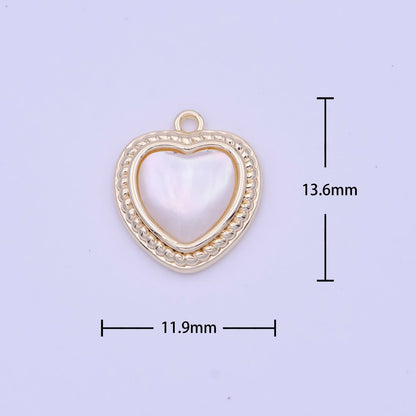 Shell Pearl Heart Love Braided Charm in Gold &amp; Silver | D-290 D-333