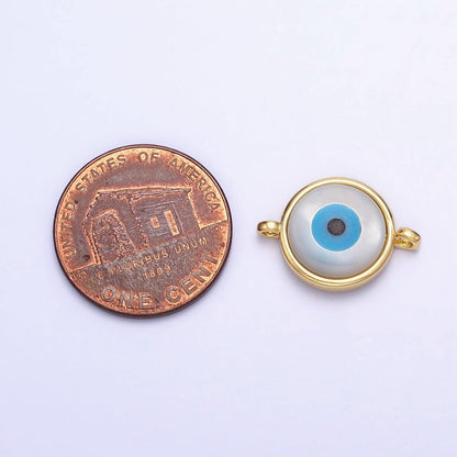 Shell Pearl White Evil Eye Charm Connector Gold Link Connector | Y-826