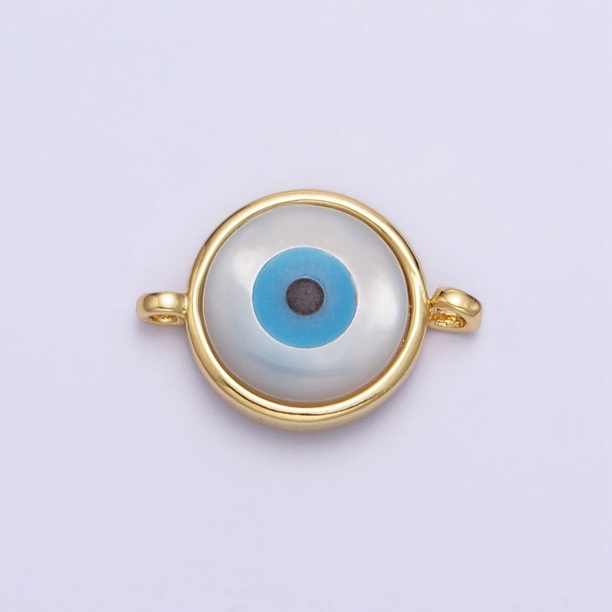 Shell Pearl White Evil Eye Charm Connector Gold Link Connector | Y-826