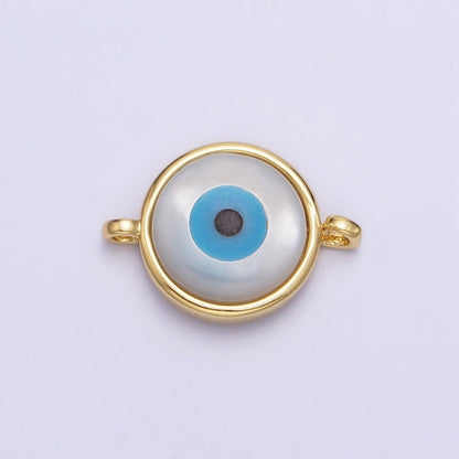 Shell Pearl White Evil Eye Charm Connector Gold Link Connector | Y-826