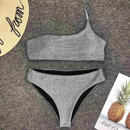 Shiny Glitter Sparkling High Waist Bikini Female Swimsuit Women&
