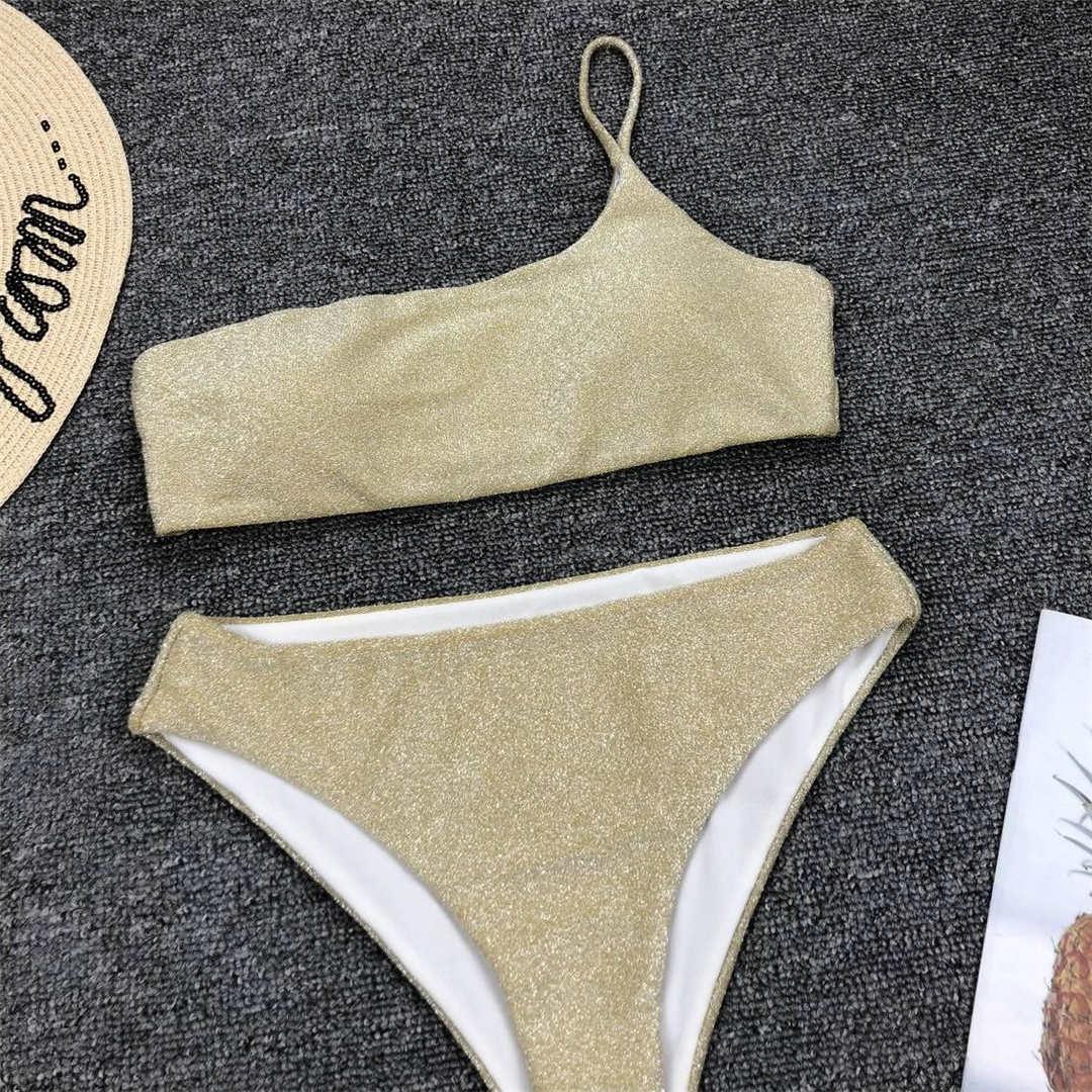 Shiny Glitter Sparkling High Waist Bikini Female Swimsuit Women&
