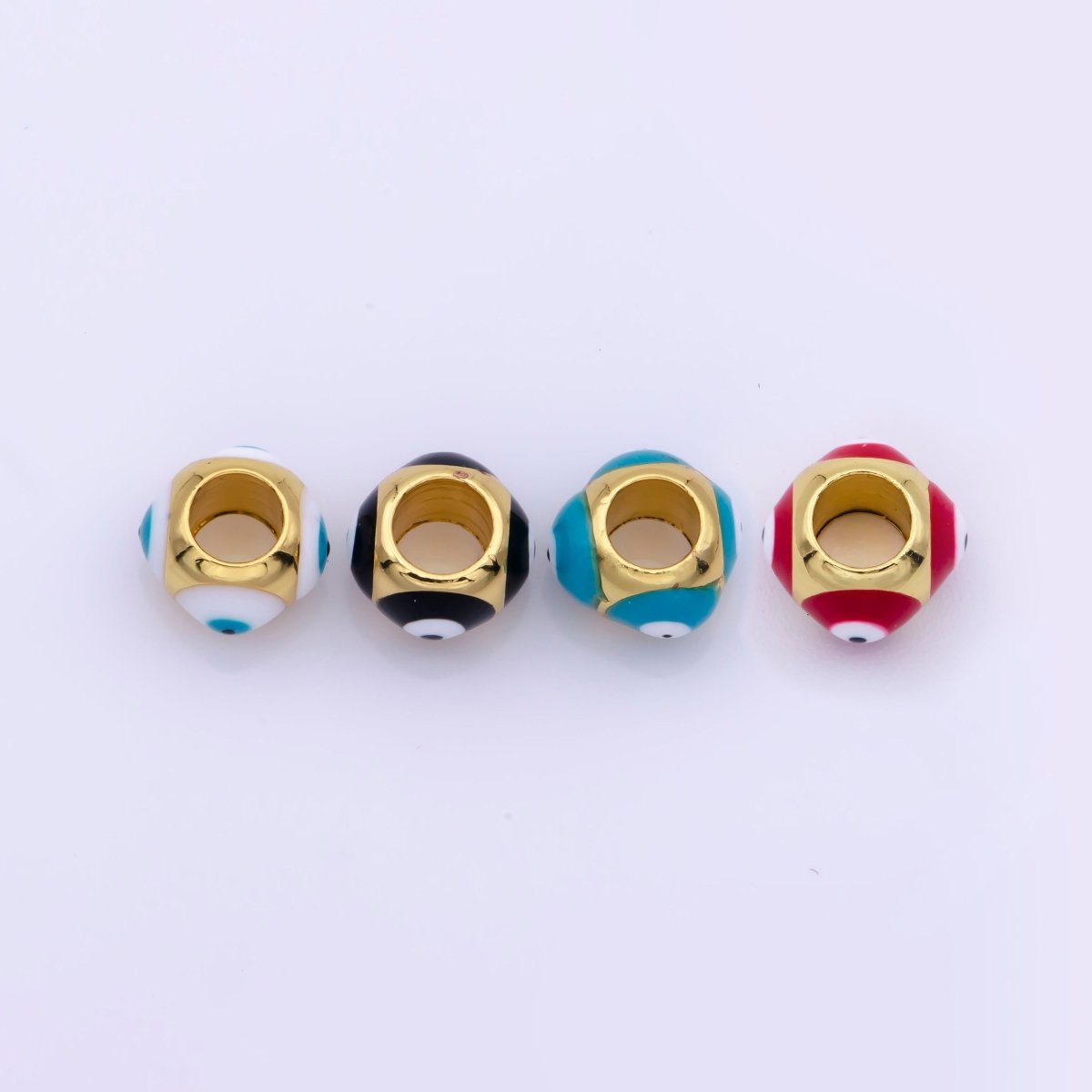 Shiny Gold Filled Evil Eye Beads, Blue White Enamel Evil Eye Spacer Bead Charm Connector for Bracelet B-665
