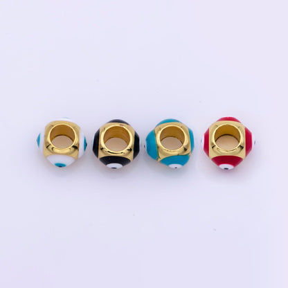 Shiny Gold Filled Evil Eye Beads, Blue White Enamel Evil Eye Spacer Bead Charm Connector for Bracelet B-665
