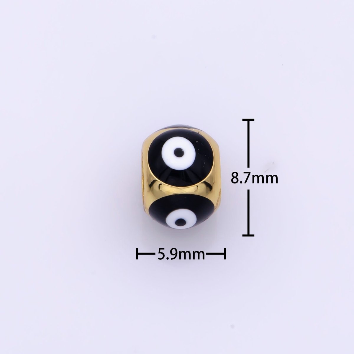 Shiny Gold Filled Evil Eye Beads, Blue White Enamel Evil Eye Spacer Bead Charm Connector for Bracelet B-665