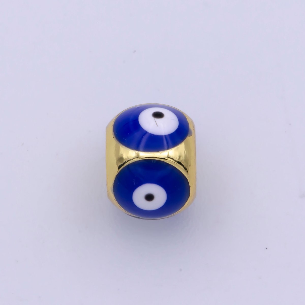 Shiny Gold Filled Evil Eye Beads, Blue White Enamel Evil Eye Spacer Bead Charm Connector for Bracelet B-665