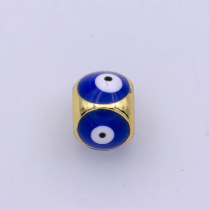 Shiny Gold Filled Evil Eye Beads, Blue White Enamel Evil Eye Spacer Bead Charm Connector for Bracelet B-665