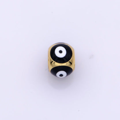 Shiny Gold Filled Evil Eye Beads, Blue White Enamel Evil Eye Spacer Bead Charm Connector for Bracelet B-665