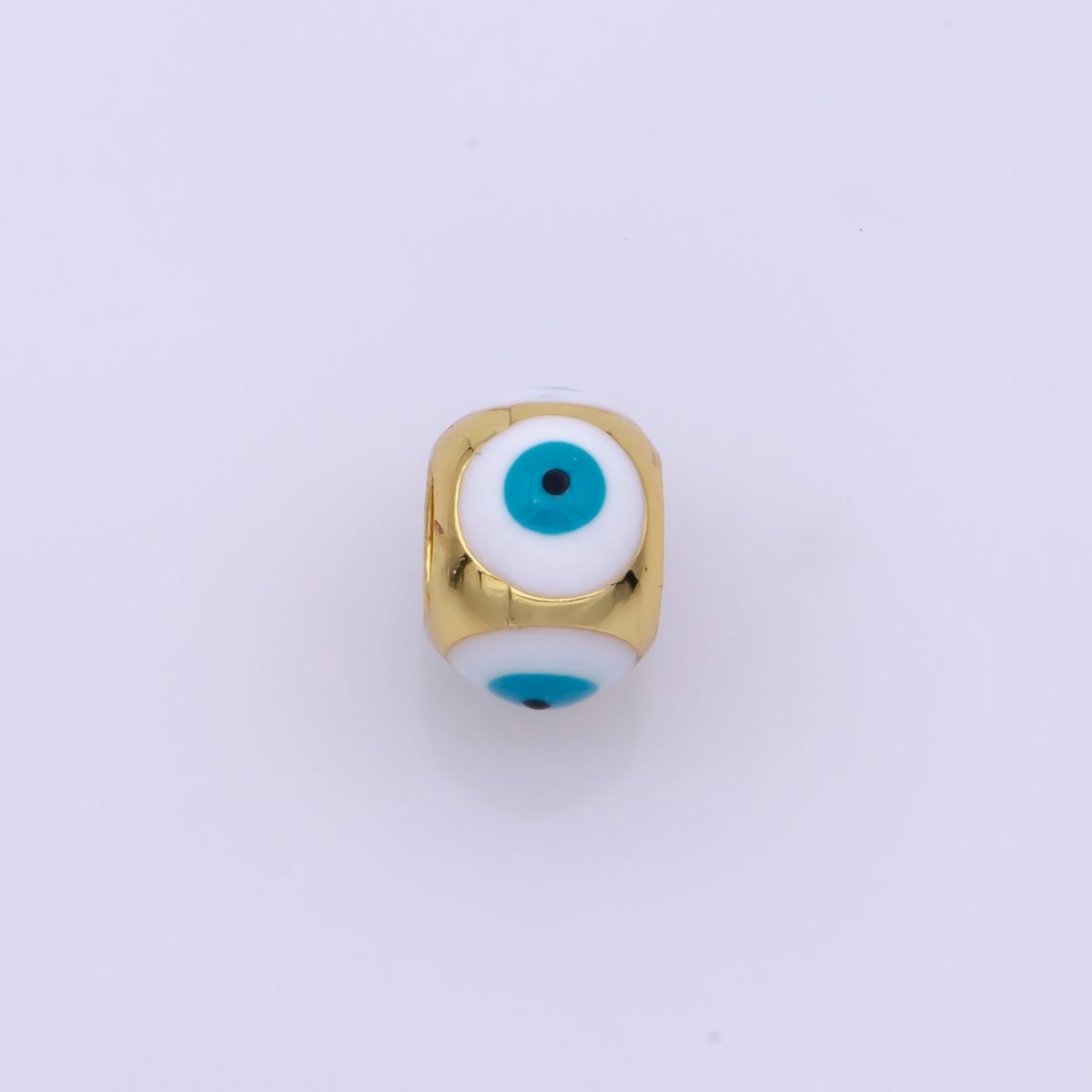 Shiny Gold Filled Evil Eye Beads, Blue White Enamel Evil Eye Spacer Bead Charm Connector for Bracelet B-665