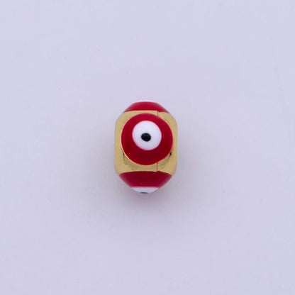 Shiny Gold Filled Evil Eye Beads, Blue White Enamel Evil Eye Spacer Bead Charm Connector for Bracelet B-665