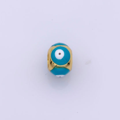 Shiny Gold Filled Evil Eye Beads, Blue White Enamel Evil Eye Spacer Bead Charm Connector for Bracelet B-665
